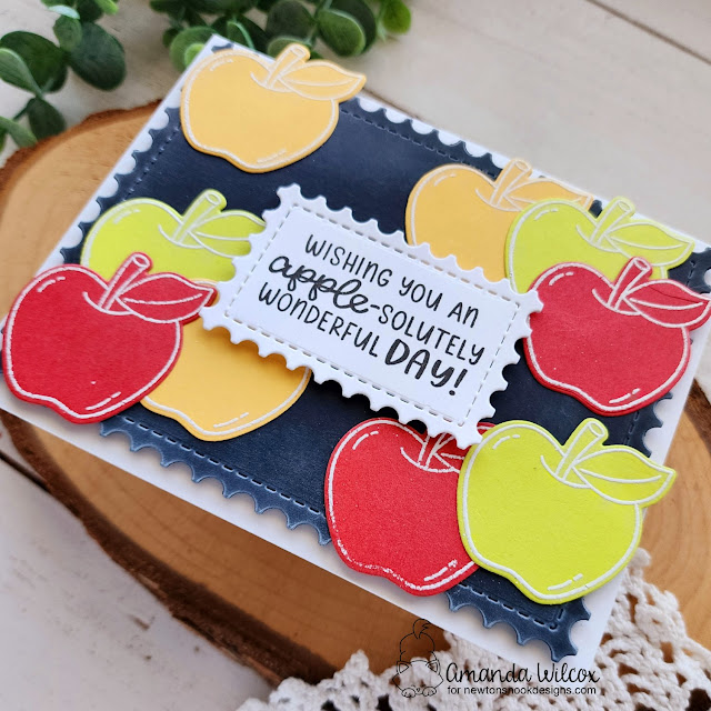 Bright Apples Card by Amanda Wilcox | Autumn Apples Stamp Set and Framework Die Set by Newton's Nook Designs #newtonsnook #handmade