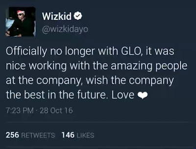 BREAKING NEWS!! Wizkid No Longer GLO Ambassador