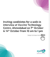 Zydus Walk In Interview For Vaccine Technology Centre