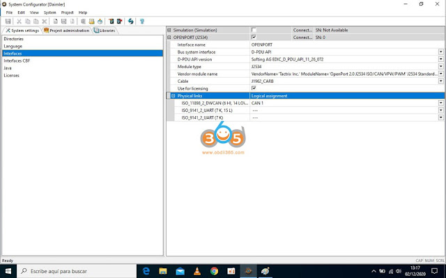 Configure DTS Monaco 8.14 with Openport 8