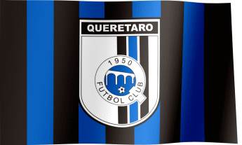 The waving fan flag of Querétaro F.C. with the logo (Animated GIF)