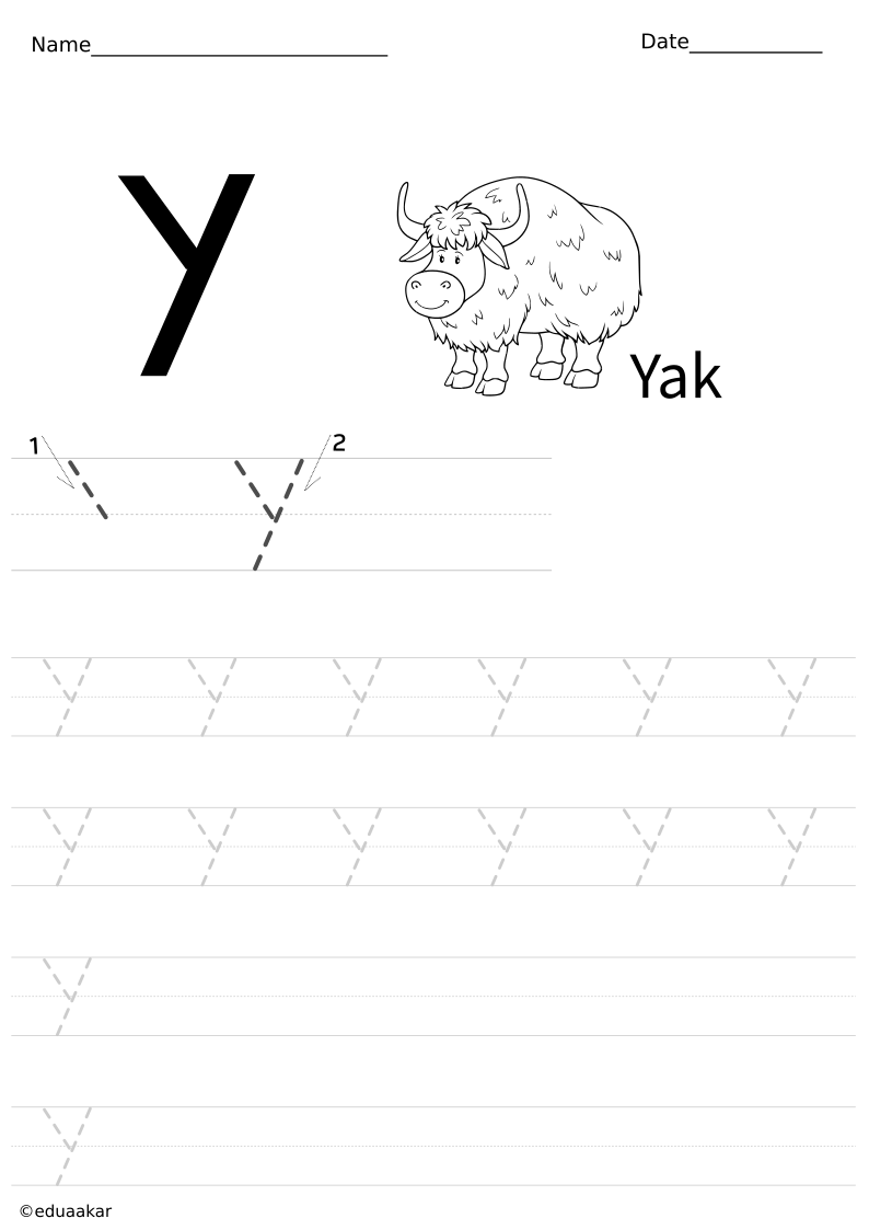 Letter Tracing Y