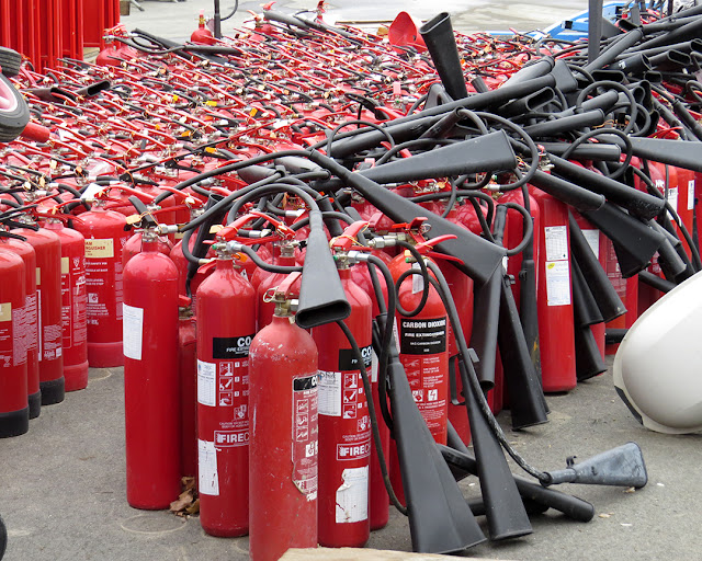 CO2 fire extinguishers, Queen Elizabeth Olympic Park, Stratford, London