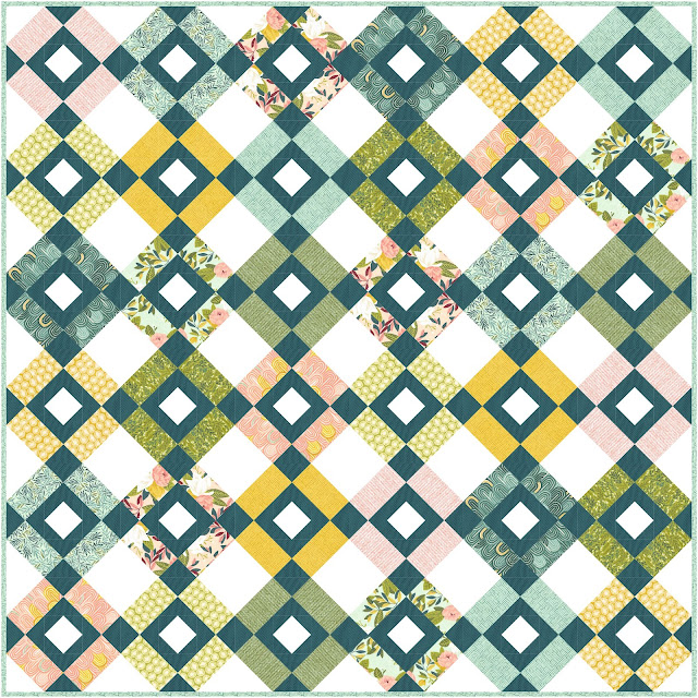 Tumble quilt pattern in Willow fabric by 1 Canoe 2 for Moda Fabrics