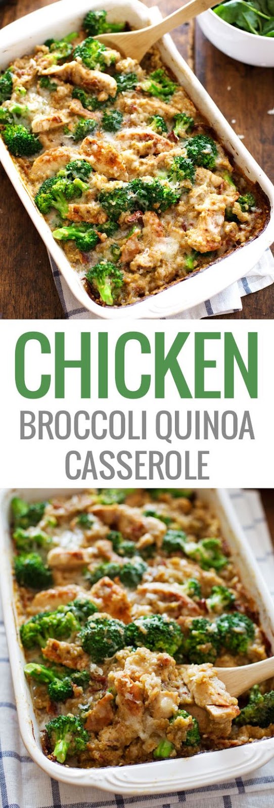 Creamy Chicken Quinoa and Broccoli Casserole - real food meets comfort food. From scratch, quick and easy, 350 calories. | pinchofyum.com