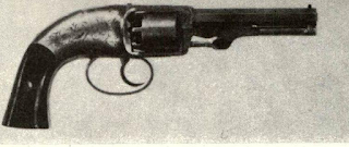 Bottom pistol had two studs and lever arm was cramped between them when not in use.