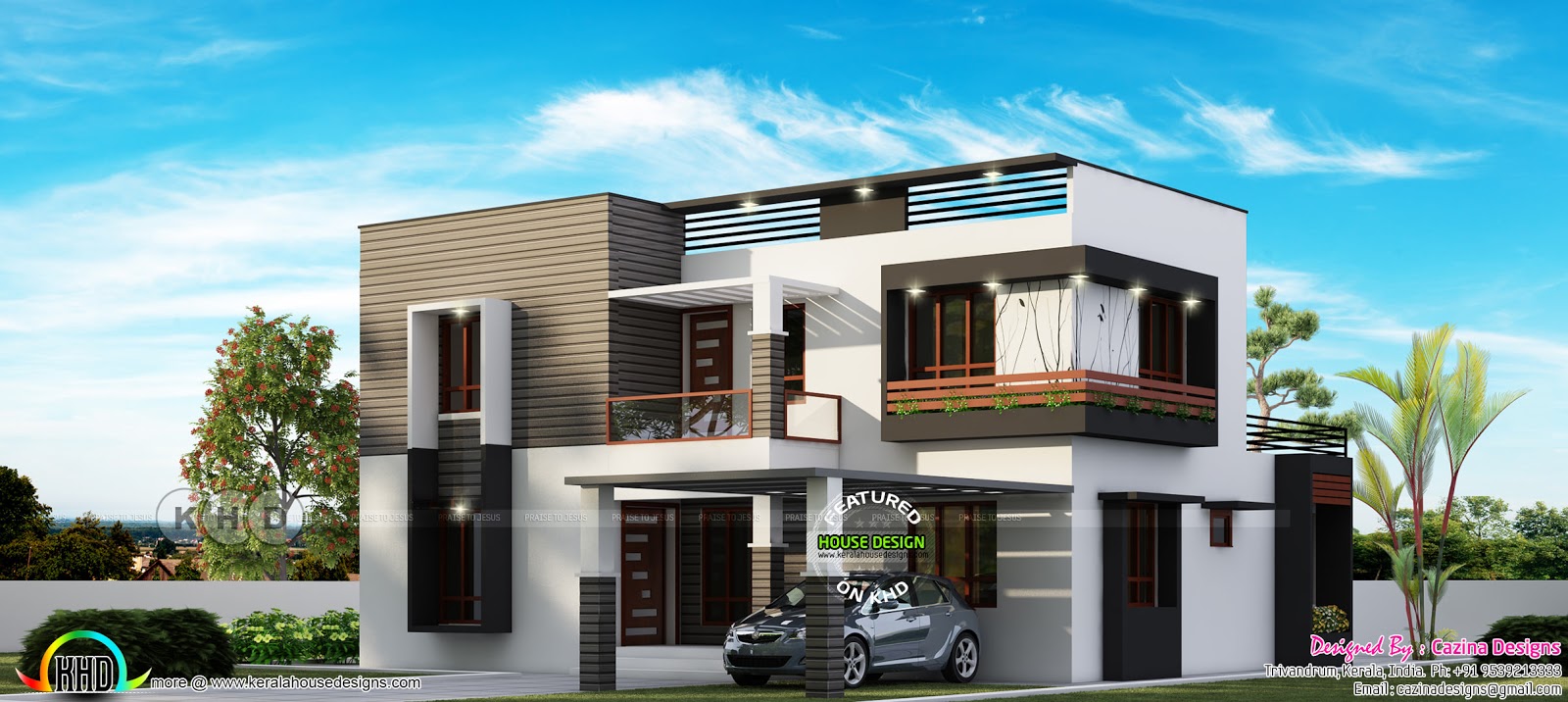  4  bedroom  modern  flat roof  house  2600 sq ft Kerala home  