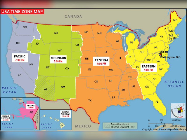 Map Of Us Time Zones