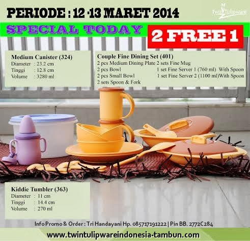 Promo Tulipware Tupperware 2 Free 1, Medium Canister, Kiddie Tumbler, Couple Fine Dining Set