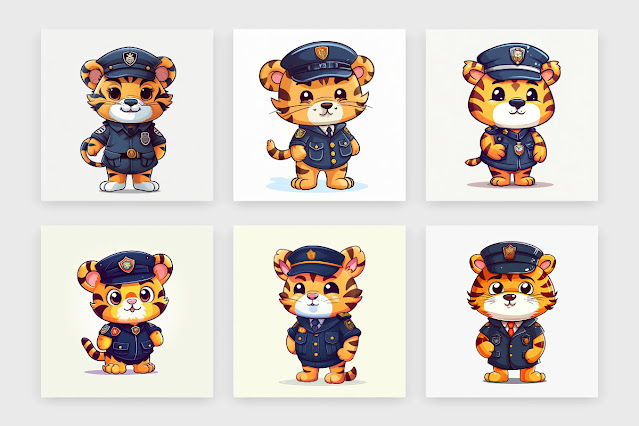 Tiger policeman cartoon collection free download
