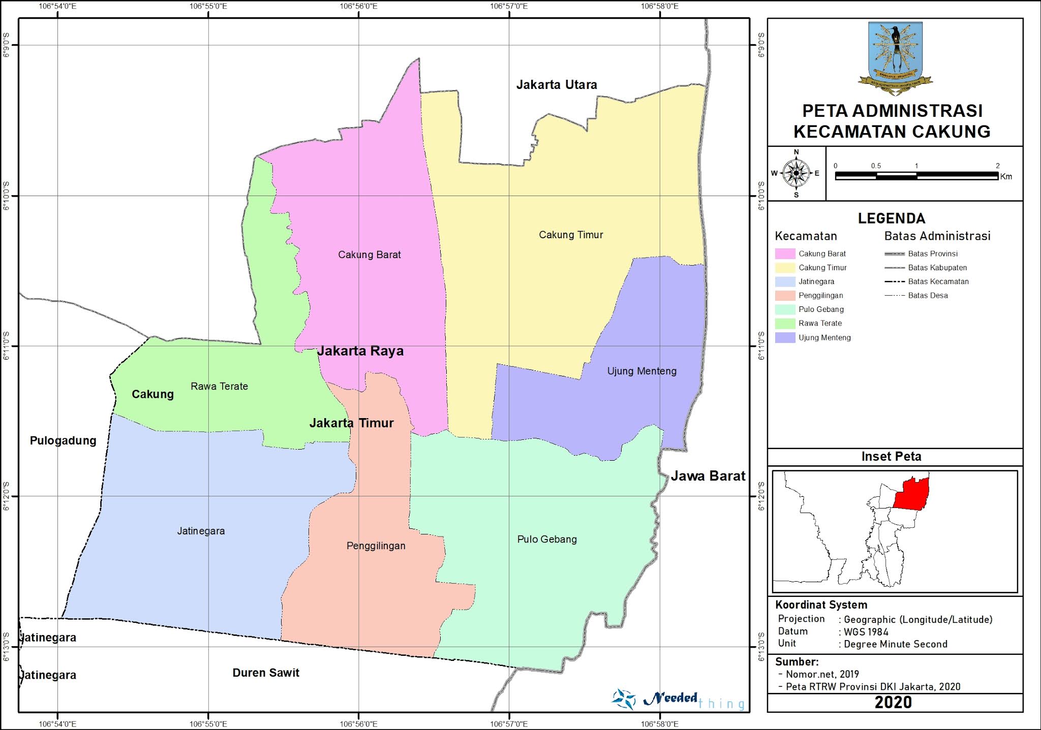 Peta Administrasi Kecamatan Cakung Kota Jakarta Timur 