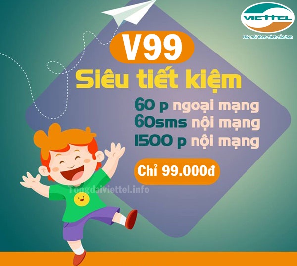 Đăng ký gói cước V99 của nhà mạng Viettel