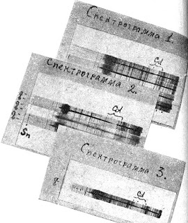 Справа — спектрограммы химических составов трех дробин.