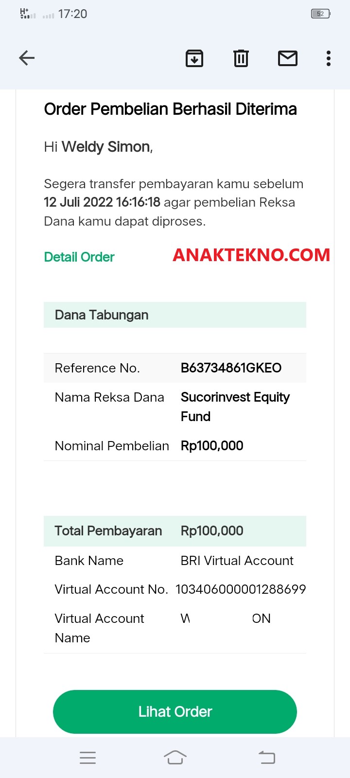 Cara Pembayaran Bibit Melalui Virtual Account