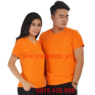 Hình ảnh đồng phục áo phông cổ tròn màu cam