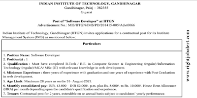 Software Developer Computer Science and Engineering and Information Technology Jobs in Indian Institute of Technology, Gandhinagar