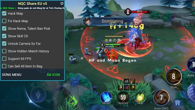 Arena Of Valor EU Server MOD Menu (Hack Map, Show Cool Down, Wide View)