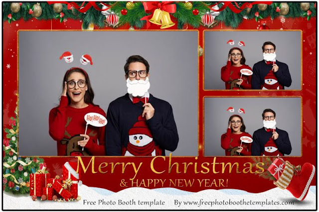 Free Photo Booth templates for Christmas Red