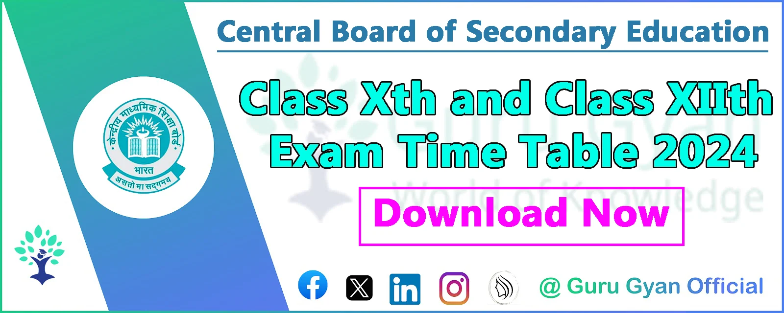 CBSE Board Class 10th, 12th Time Table 2024