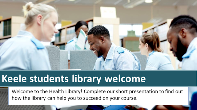 group of students studying in the health library