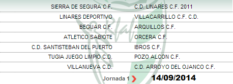 CALENDARIO 3ª ANDALUZA JIENENSE GRUPO 2