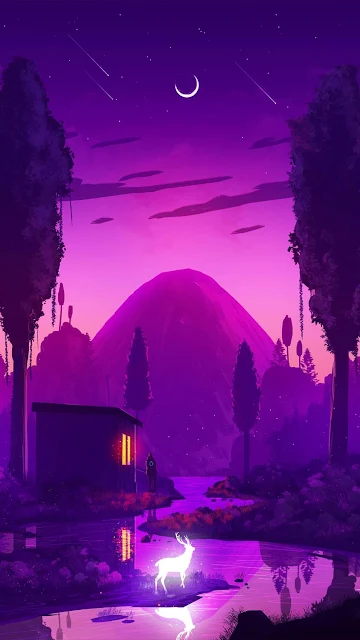 Magical Night Landscape Mobile Wallpaper