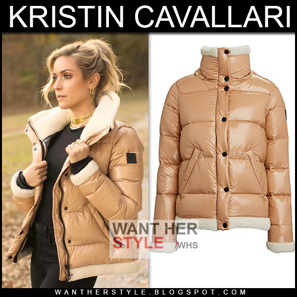 Kristin Cavallari in beige puffer jacket