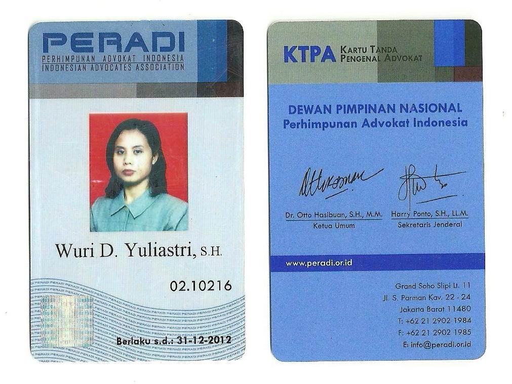 Peradi Mulai Distribusikan KTPA (Kartu Tanda Pengenal 