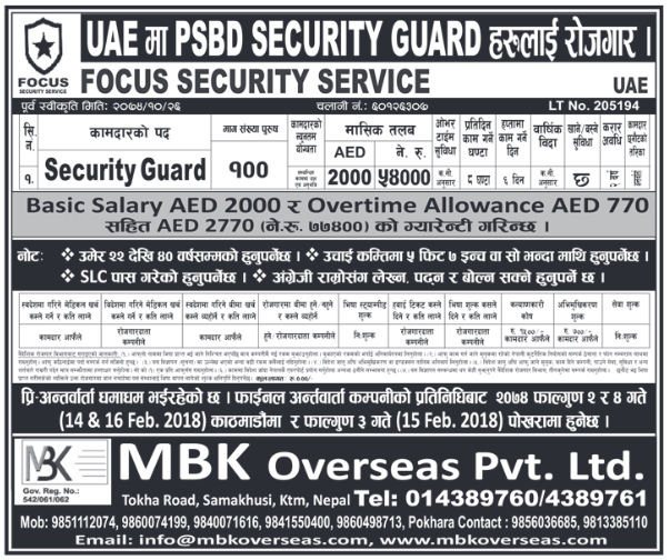 Jobs in UAE for Nepali, Salary Rs 54,000