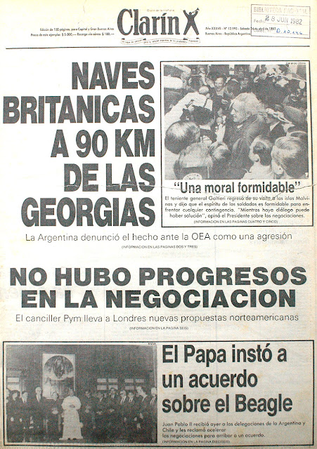 1982, Guerra de Malvinas, Diario Clarin (28 de Junio de 1982)