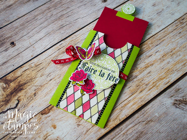 Pochette à carte Stampin' Up! confectionnée avec le jeu d'étampes Vitrail