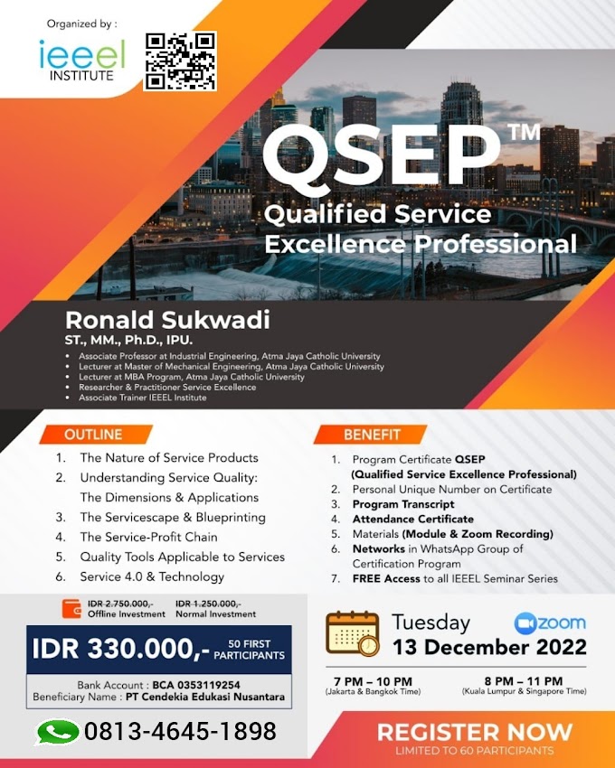 WA.0813-4645-1898 | Qualified Service Excellence Professional (QSEP™) 13 Desember 2022