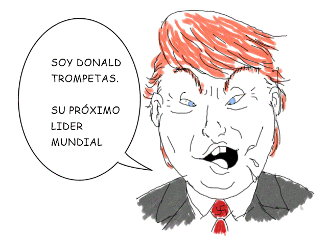 Caricatura del presidente número 44 de los Estados Unidos de América Donald Trump.