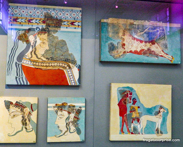 Afrescos de Akrotiri no Museu Nacional de Arqueologia de Atenas, Grécia