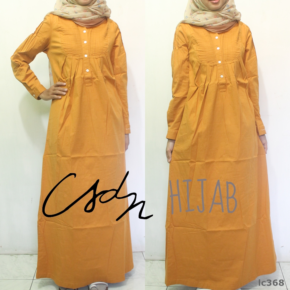 Gamis Katun Merk Le Couture Warna  Kuning  Kunyit  Kode LC 