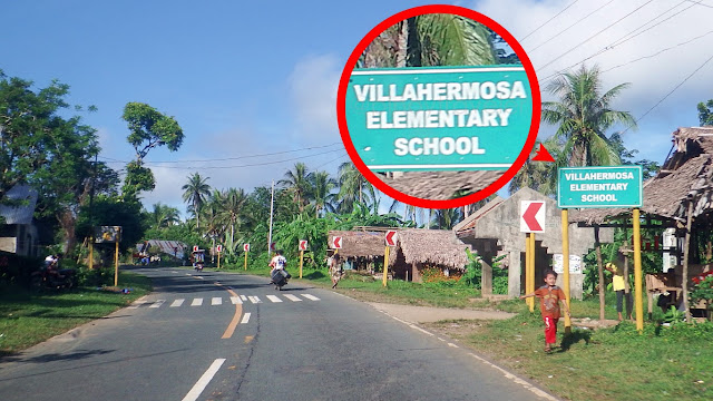 DPWH signboard announcing Villahermosa Elementary School in Lavezares Northern Samar