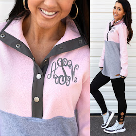 monogrammed fleece pullover