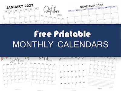 free printable monthly calendar