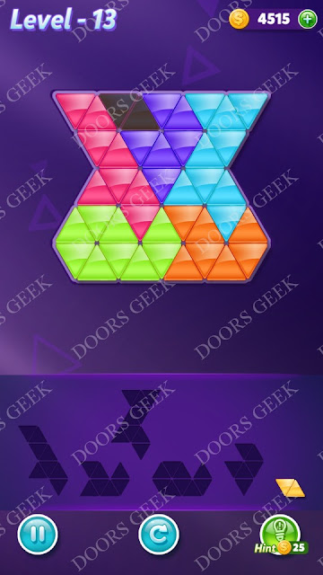 Block! Triangle Puzzle Advanced Level 13 Solution, Cheats, Walkthrough for Android, iPhone, iPad and iPod