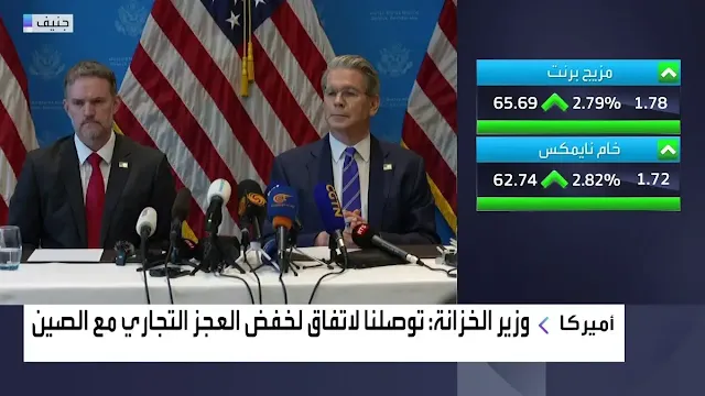 الاتفاق التجاري بين أمريكا والصين، الرسوم الجمركية، الحرب التجارية، التجارة العالمية، الاقتصاد الصيني، سكوت بيسنت، جنيف، تخفيض الضرائب، العلاقات التجارية، دونالد ترامب، التبادل التجاري. الاتفاق التجاري بين أمريكا والصين، الرسوم الجمركية، الحرب التجارية، التجارة العالمية، الاقتصاد الصيني، سكوت بيسنت، جنيف، تخفيض الضرائب، العلاقات التجارية، دونالد ترامب، التبادل التجاري.