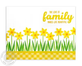 Sunny Studio Stamps: Friends & Family Daffodil Border Card by Mendi Yoshikawa