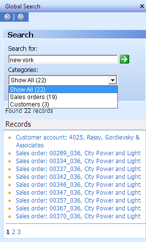 Dynamics Ax Global Search Task Pane