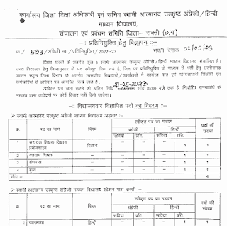 HINDI AND ENGLISH MEDIUM SCHOOL VACANCY 2023 | हिंदी एवं अंग्रेजी माध्यम स्कूलों में शैक्षणिक गैर-शैक्षणिक पदों की वेकेंसी