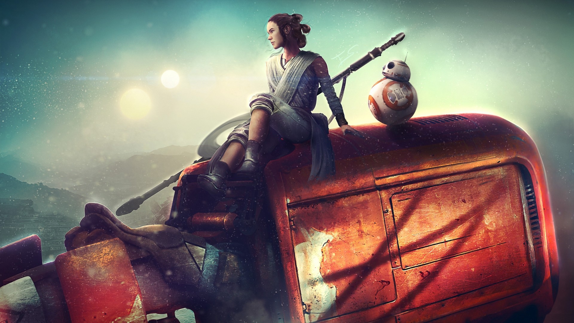 Star Wars The Force Awakens Ray Bb 8 Papel De Parede Grátis Para