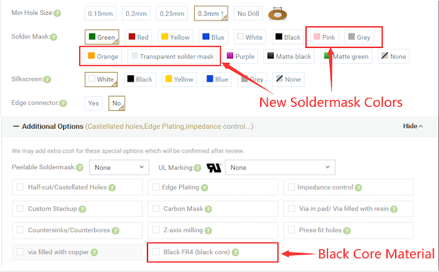 parameter baru pilihan warna di PCBWay