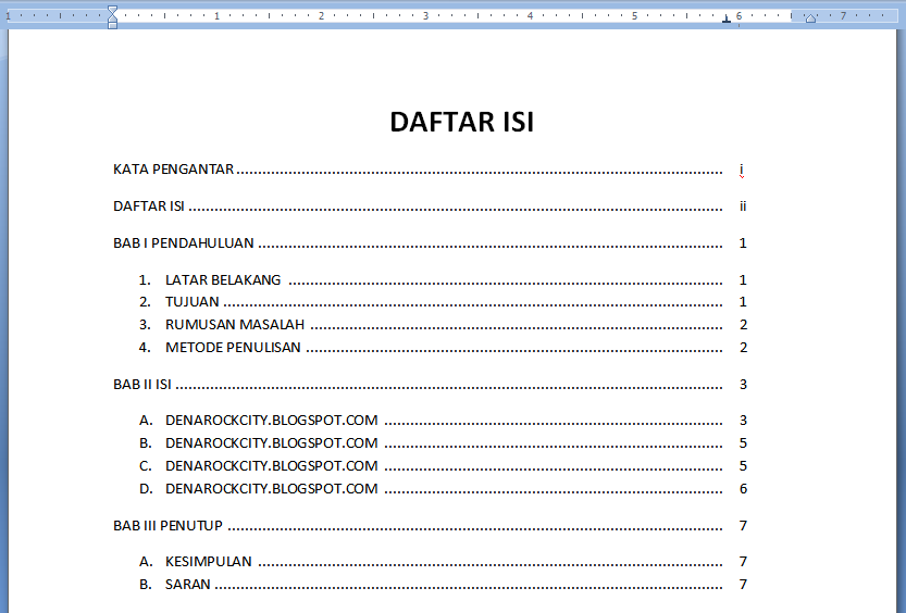 Cara Membuat Daftar Isi Terlihat Rapi  DENA ROCK CITY