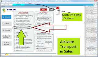 SuperERP How ton activate trnsport in sales GST Billing Software Setting Screen