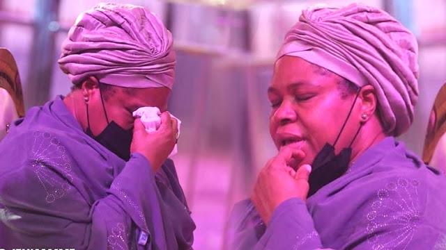 TB Joshua's wife cries at his funeral.