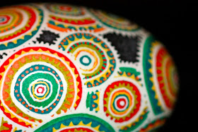 Contemporary Batik Eggshell Colorful Medallions