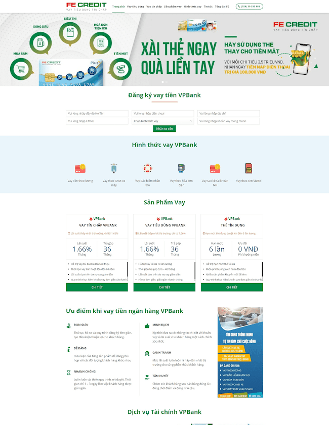 Giao diện blogspot landing page vay vốn tiêu dùng tín chấp